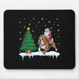 Alfombrilla De Ratón Papá Noel viajando en Bulldog americano Chicas Chr