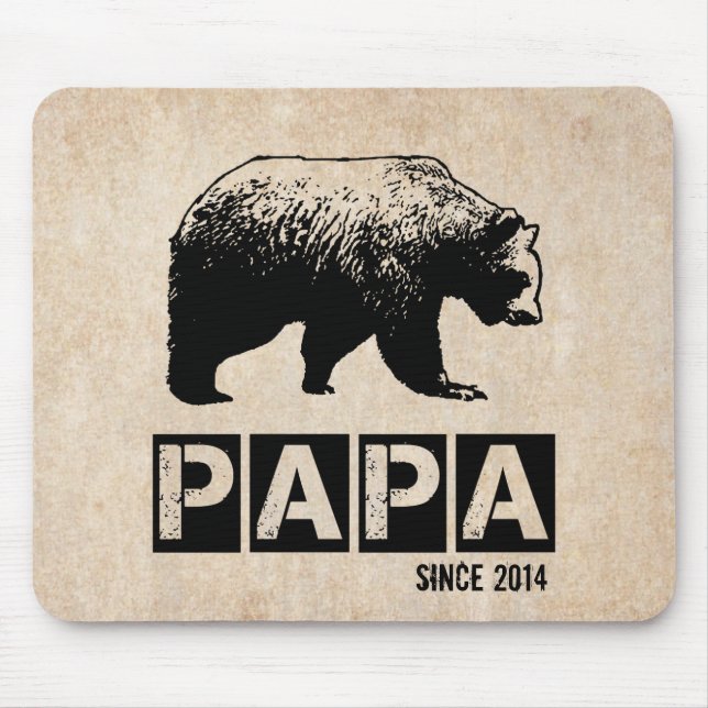 Alfombrilla De Ratón Papa Oso para papá 2014, negro grunge (Frente)