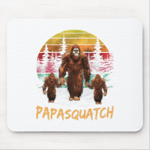 Alfombrilla De Ratón Papa Squatch Retro Bigfoot Dad Sasquatch Yeti Fath
