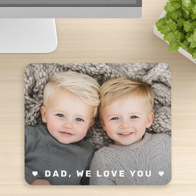 Alfombrilla De Ratón Papá, te queremos, los corazones sobreponen la fot (Dad we love you hearts overlay fathers day photo mouse pad)