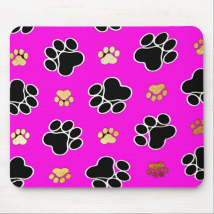 Alfombrilla De Ratón Papel de perro canino negro y marrón rosa