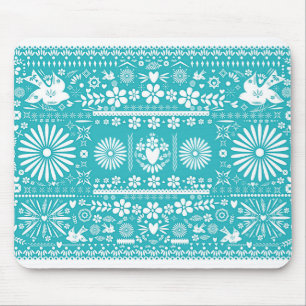 Alfombrilla De Ratón Papel Picado Turquesa Azul Teal Cortado