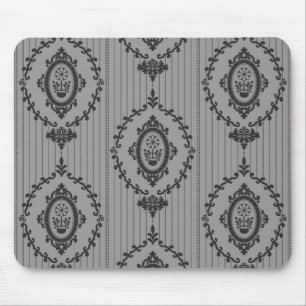 Alfombrilla De Ratón Papel pintado barroco en gris