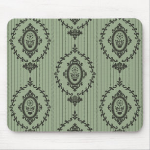 Alfombrilla De Ratón Papel pintado barroco en verde