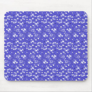Alfombrilla De Ratón Papel pintado barroco - patrón de flores azules