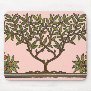 Alfombrilla De Ratón Papel pintado floral de William Morris Tree Frieze