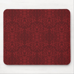 Alfombrilla De Ratón Papel pintado floral rojo detallado