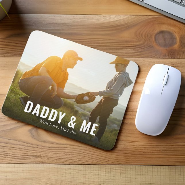 Alfombrilla De Ratón Papi familiar moderno y yo personalizado (Daddy and Me custom mouse pad.)