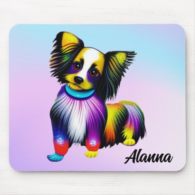 Alfombrilla De Ratón Papillion Pop Art Pastel Personalizado (Frente)