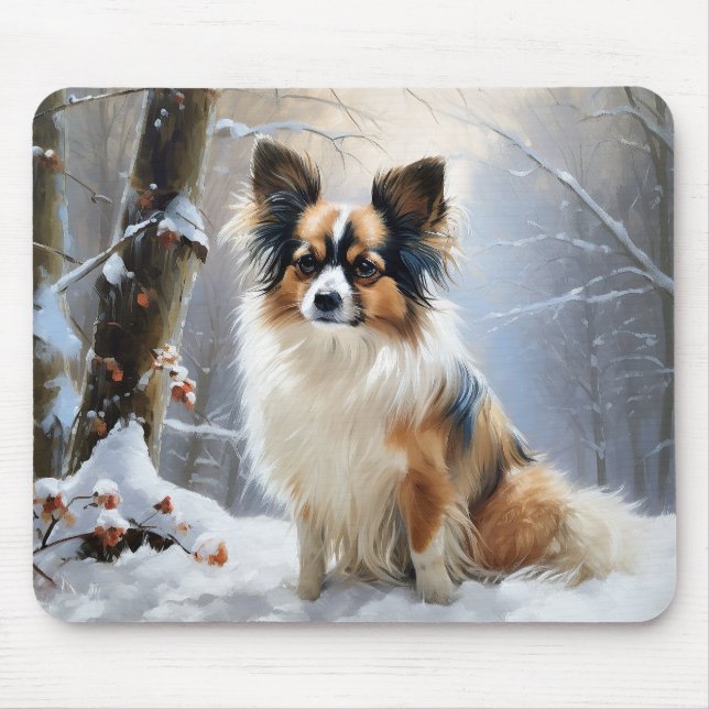 Alfombrilla De Ratón Papillon Deja que nieve Navidad (Frente)