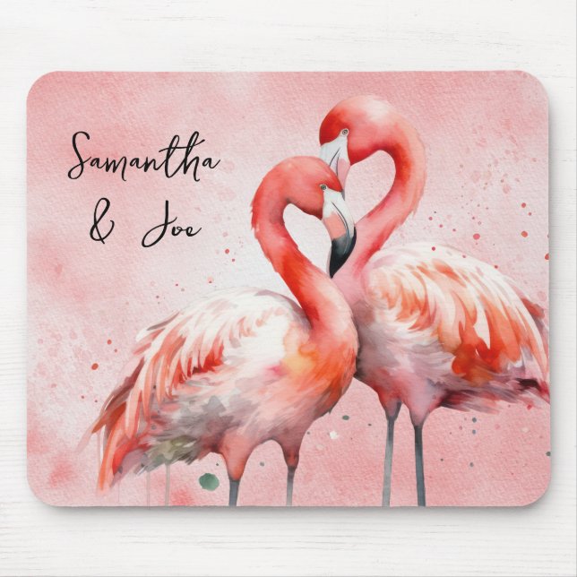 Alfombrilla De Ratón Par de agua Rubor rosa Flamingo (Frente)