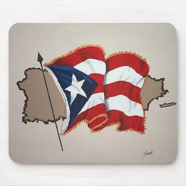 Alfombrilla De Ratón Par de ratón con bandera de Puerto Rico! (Frente)