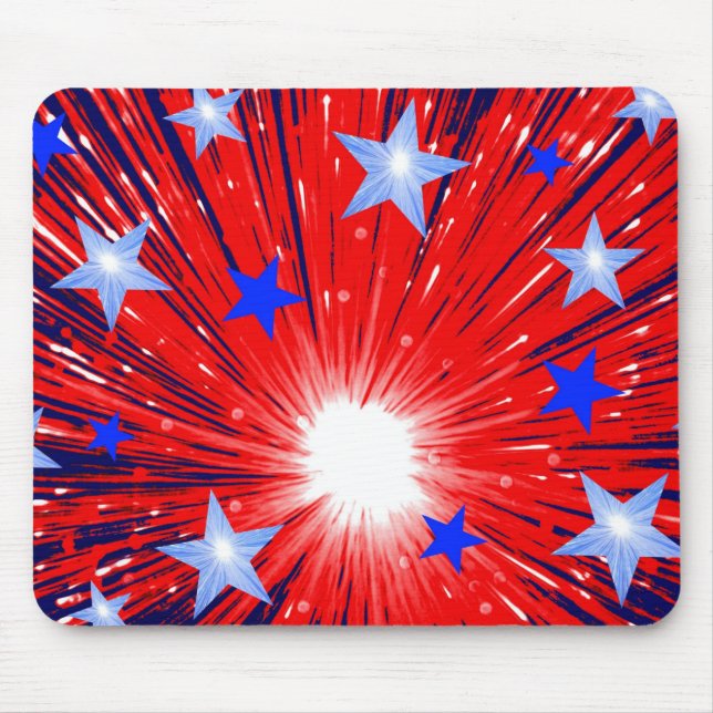 Alfombrilla De Ratón Paramuza azul blanco rojo Firework (Frente)
