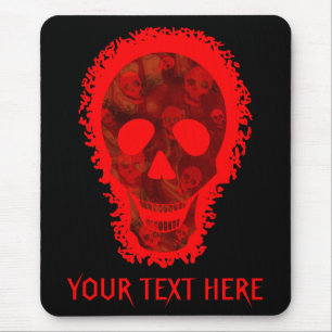 Alfombrilla De Ratón Parasol de gran calavera rojo "Tu texto"