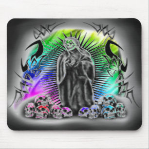 Alfombrilla De Ratón Parca tribal Mousepad del cráneo del arco iris