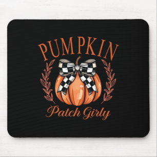 Alfombrilla De Ratón Parche de calabaza Girly Checkered Coquette Bow Th