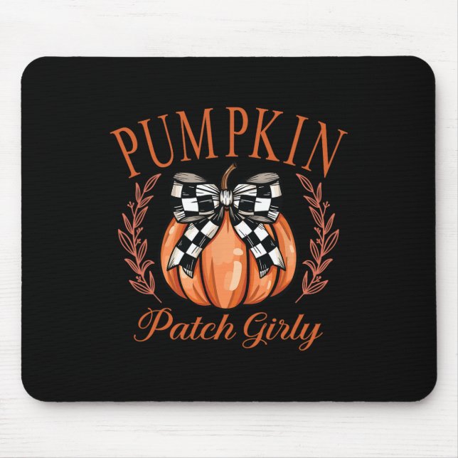 Alfombrilla De Ratón Parche de calabaza Girly Checkered Coquette Bow Th (Frente)
