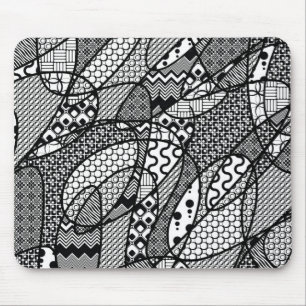 Alfombrilla De Ratón Parche de patchwork de patrón blanco y negro 05