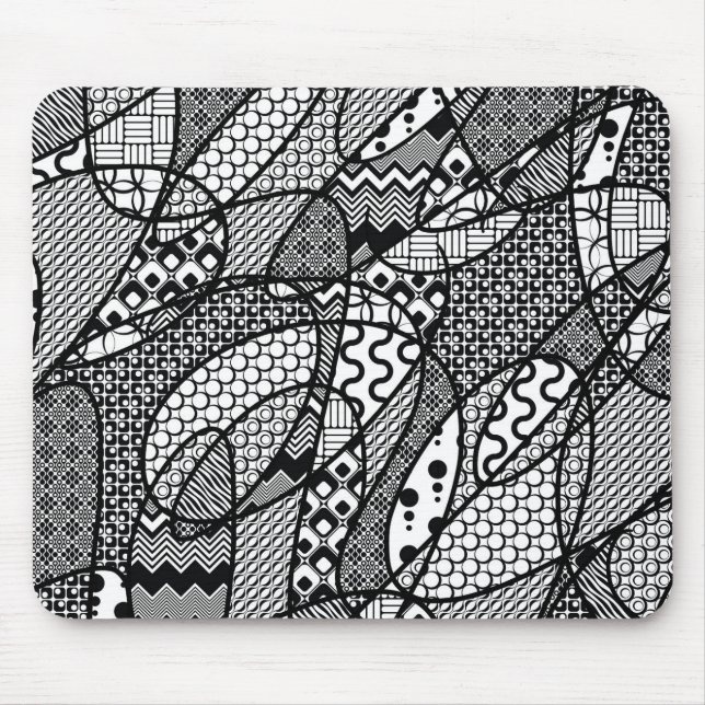 Alfombrilla De Ratón Parche de patchwork de patrón blanco y negro 05 (Frente)