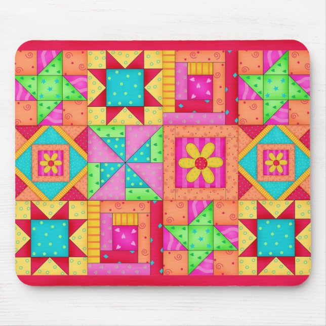 Alfombrilla De Ratón Parchwork Quilt Blocks Mousepad (Frente)