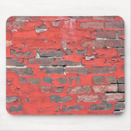 Alfombrilla De Ratón Pared de ladrillo antiguo con pintura roja pellizc