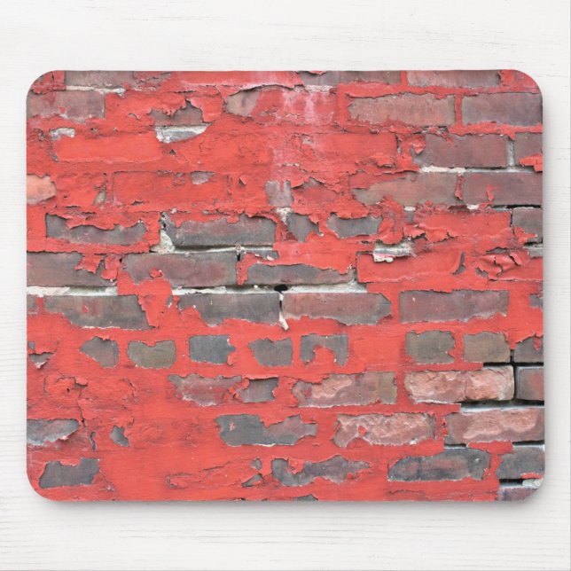 Alfombrilla De Ratón Pared de ladrillo antiguo con pintura roja pellizc (Frente)