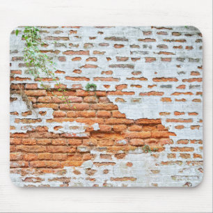 Alfombrilla De Ratón pared de ladrillo rojo con pintura blanca