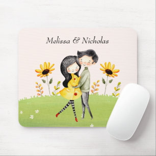 Alfombrilla De Ratón Pareja Cuidada Abrazándose En Una Almohadilla De R