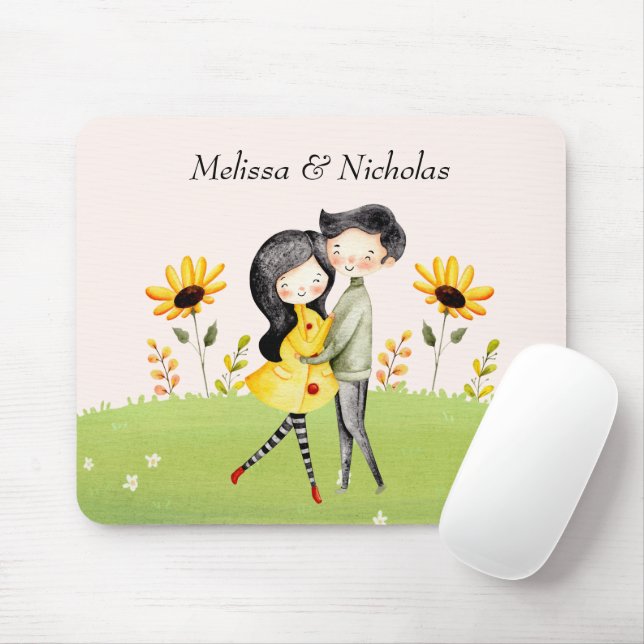 Alfombrilla De Ratón Pareja Cuidada Abrazándose En Una Almohadilla De R (Con ratón)