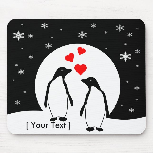 Alfombrilla De Ratón Pareja de amor pingüino Mousepad (Frente)