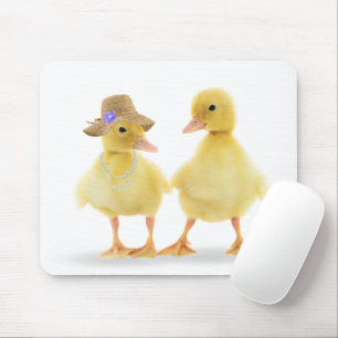 Alfombrilla De Ratón Pareja De Duckling Cuta En Blanco