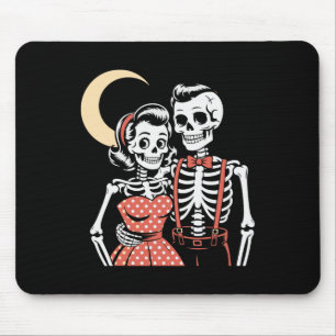 Alfombrilla De Ratón Pareja de esqueletos de Halloween de la época vint
