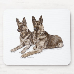 Alfombrilla De Ratón Pareja de perros pastores alemanes