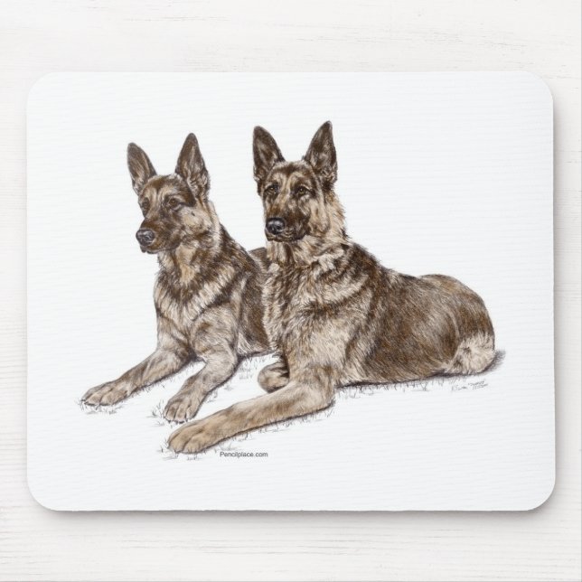 Alfombrilla De Ratón Pareja de perros pastores alemanes (Frente)