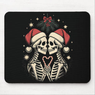 Alfombrilla De Ratón Pareja Gótica de Navidad Humor Oscuro Esqueleto