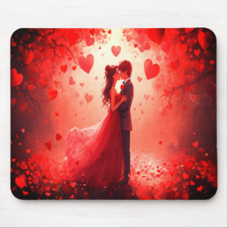 Alfombrilla De Ratón Pareja joven romántica de San Valentín en un portá