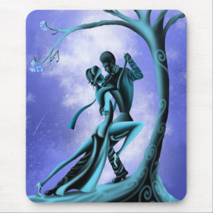 Alfombrilla De Ratón Pareja romántica bailando el tango azul