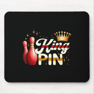 Alfombrilla De Ratón Parejas Bowler League Bowler King Pin Wearing Cro