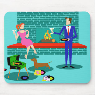 Alfombrilla De Ratón Pares retros con el perro Mousepad