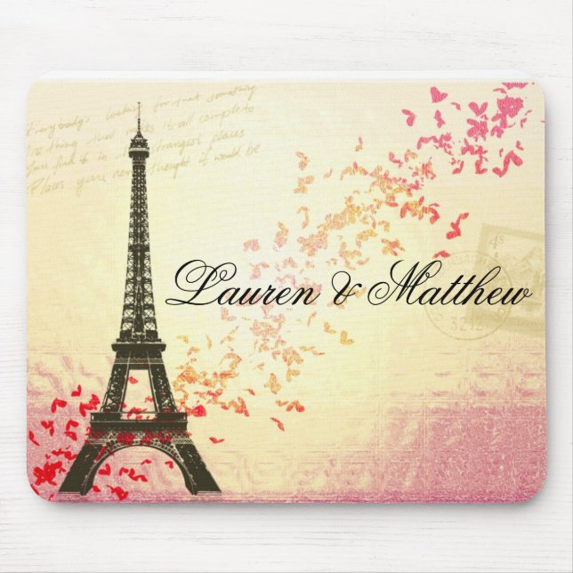 Alfombrilla De Ratón París en amor - torre Eiffel (Frente)
