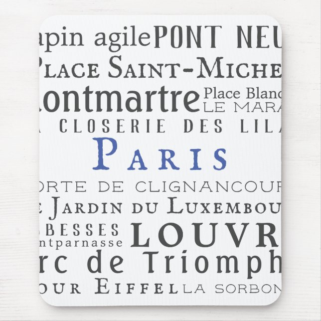 Alfombrilla De Ratón París y sus puntos de referencia (Frente)