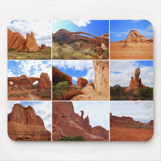 Alfombrilla De Ratón Parque Nacional Arches, Utah, Collage Mousepad (Frente)