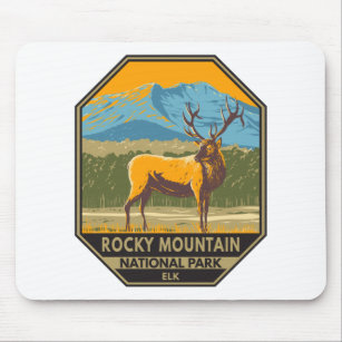 Alfombrilla De Ratón Parque nacional Rocky Mountain Colorado Elk Vintag