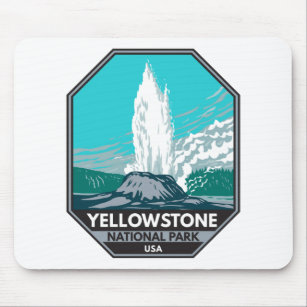 Alfombrilla De Ratón Parque nacional Yellowstone Castillo Geyser Vintag