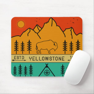 Alfombrilla De Ratón Parque nacional Yellowstone Retro Wyoming USA Biso