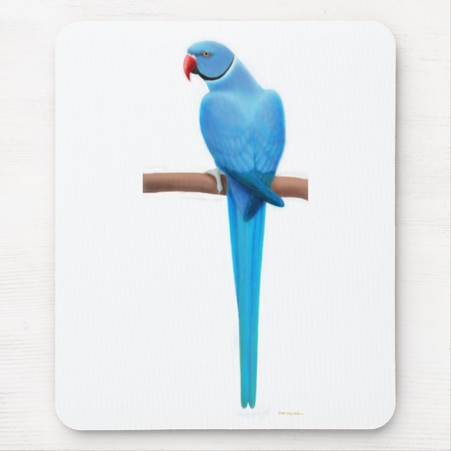 Alfombrilla De Ratón Parrakeet azul Mousepad de Ringneck del indio (Frente)