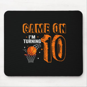 Alfombrilla De Ratón Partida I'm Turning 10 Básquetball 10th Birthday B