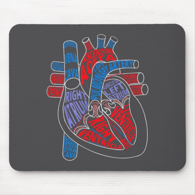 Alfombrilla De Ratón Parts Of Heart Anatomical Heart Gift For Cardiolog (Frente)