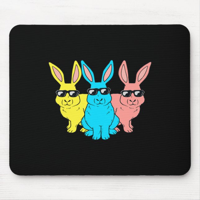 Alfombrilla De Ratón Pascua Bunny Hip Hop Trio Bunnies Chicas divertido (Frente)