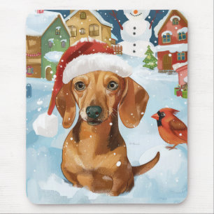 Alfombrilla De Ratón Pascua de Dachshund invierno alegría de Navidad